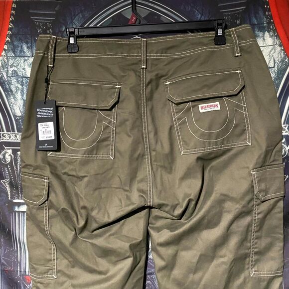 True Religion Cargo Pant Men's 36 Green Workwear Utility Outdoor Baggy Casual - Picture 1 of 7